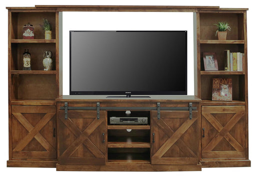 Legends Furniture Farmhouse 4pc Entertainment Center in Aged Whiskey image