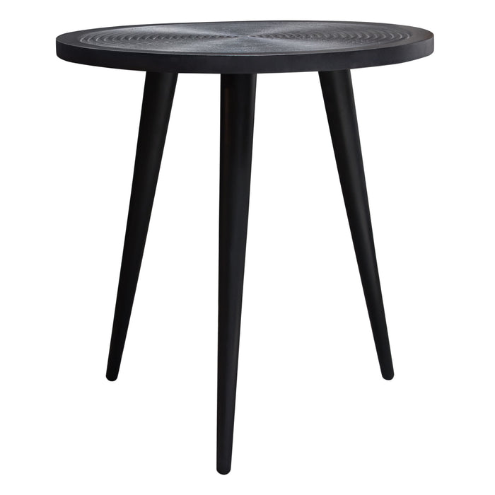 Vortex Round End Table in Solid Mango Wood Top in Black Finish & Iron Legs by Diamond Sofa
