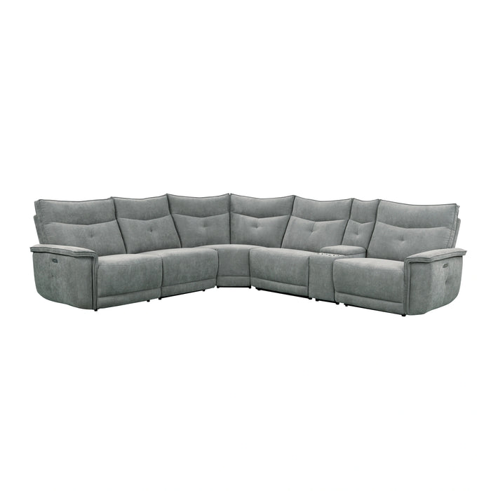 Tesoro-(6)6-Piece Modular Power Reclining Sectional with Power Headrests and USB Ports image