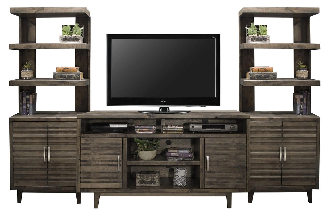 Legends Furniture Avondale 3pc Entertainment Wall with 62" TV Console in Charcoal