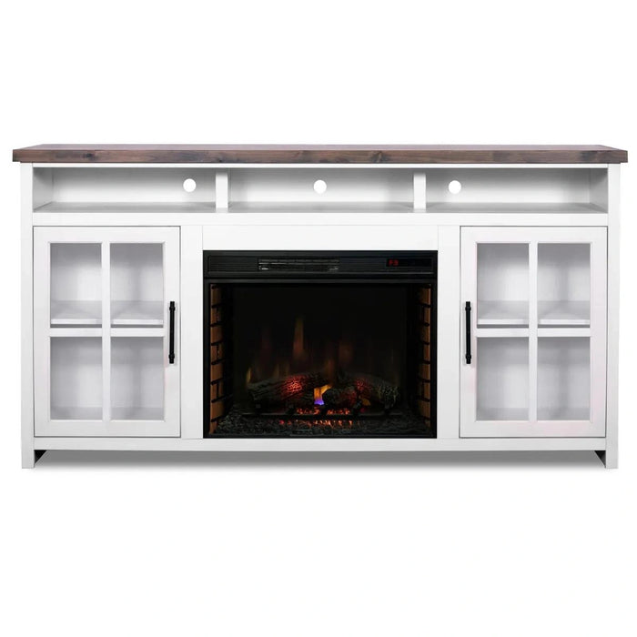 Legends Furniture Hampton Hampton 74" Fireplace Console in Barnwood with Jasmin White