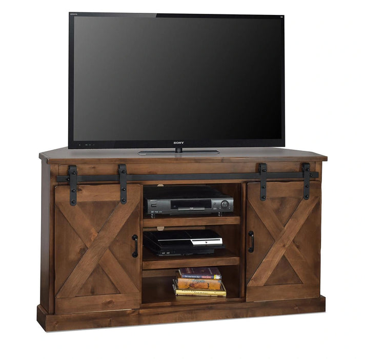 Legends Furniture Farmhouse 56" Corner TV Console in Aged Whiskey