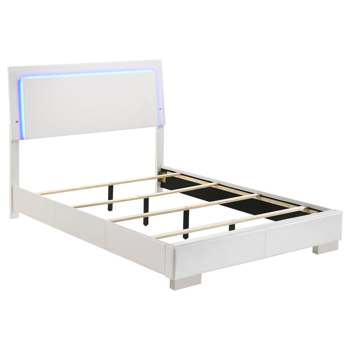 Felicity Full & Twin Panel Bed with LED Lighting Glossy White
