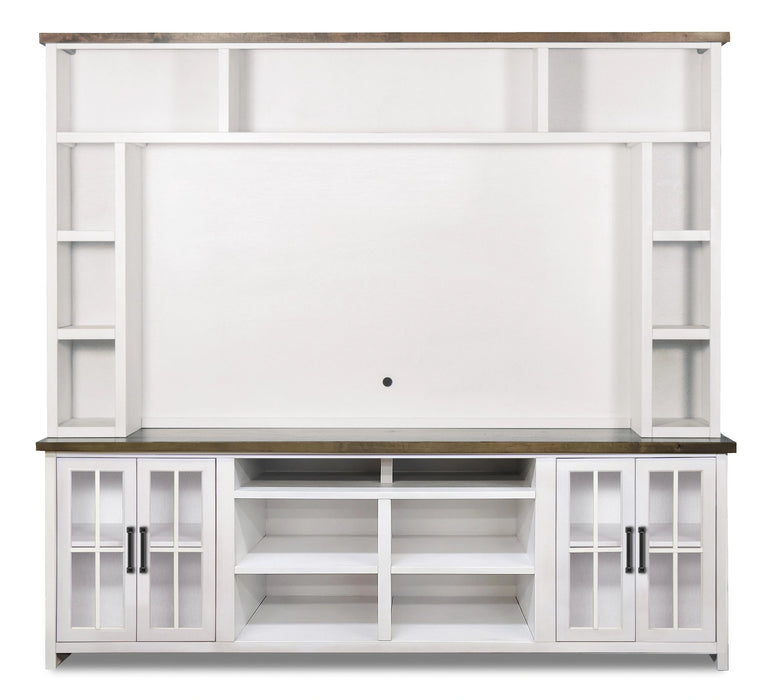 Legends Furniture Hampton Super Console in Barnwood with Jasmin White