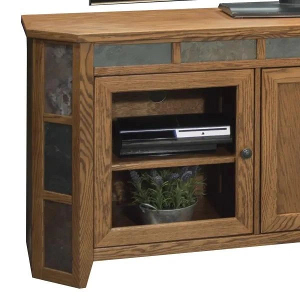 Legends Furniture Oak Creek 72" Angled TV Console in Golden Oak