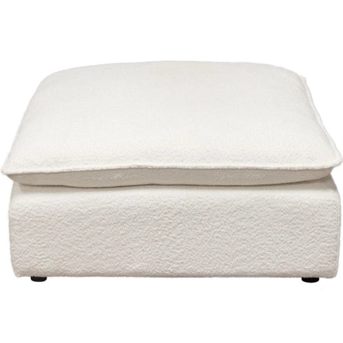 Ivy Square Ottoman in White Faux Shearling w/ Feather Down Seating