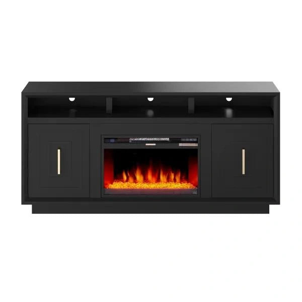Legends Furniture Sunset 67" Fireplace Console in Seal Skin Black