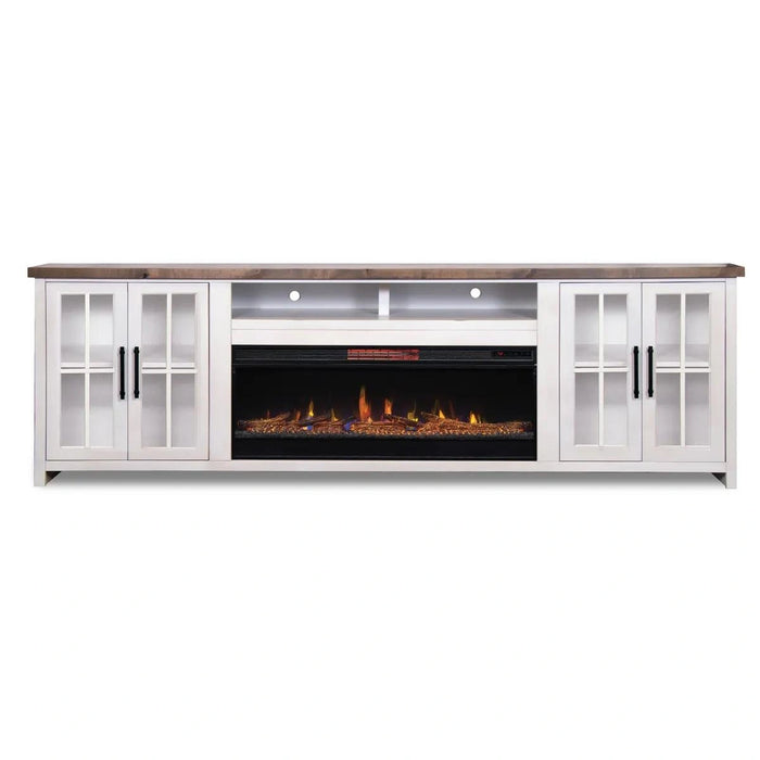 Legends Furniture Hampton Hampton Fireplace Console in Barnwood with Jasmin White