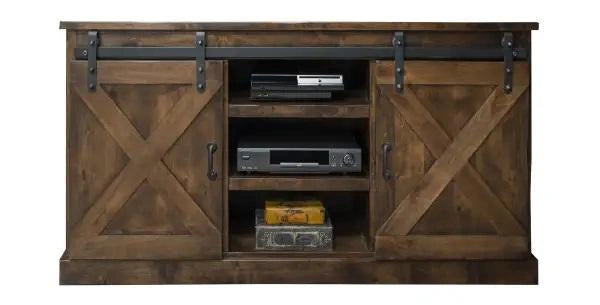 Legends Furniture Farmhouse 66" Corner TV Console in Aged Whiskey