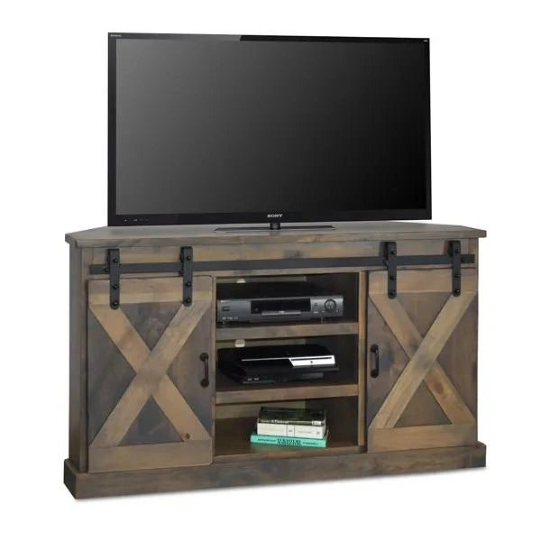 Legends Furniture Farmhouse 66" Corner TV Console in Barnwood