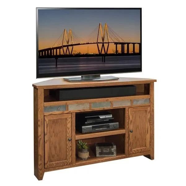 Legends Furniture Oak Creek 56" Corner Cart in Golden Oak