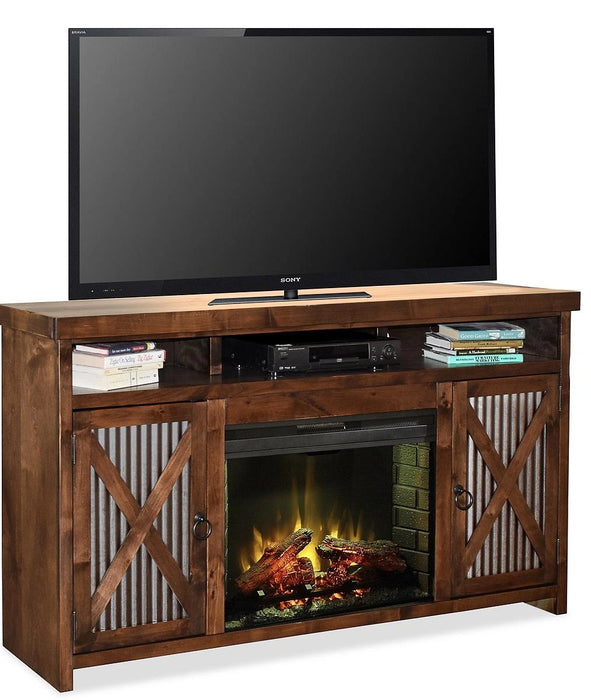 Legends Furniture Jackson Hole Fireplace Console in Aged Whiskey