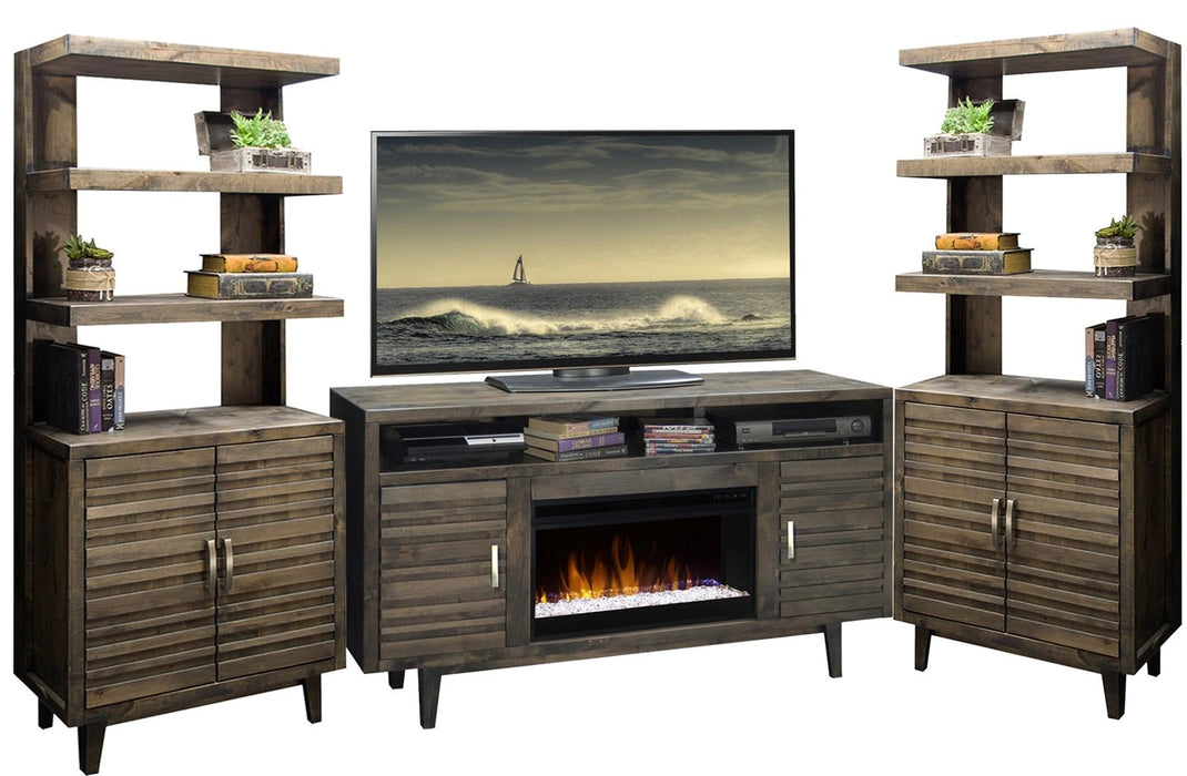 Legends Furniture Avondale 3pc Entertainment Wall with 61" Fireplace Console in Charcoal