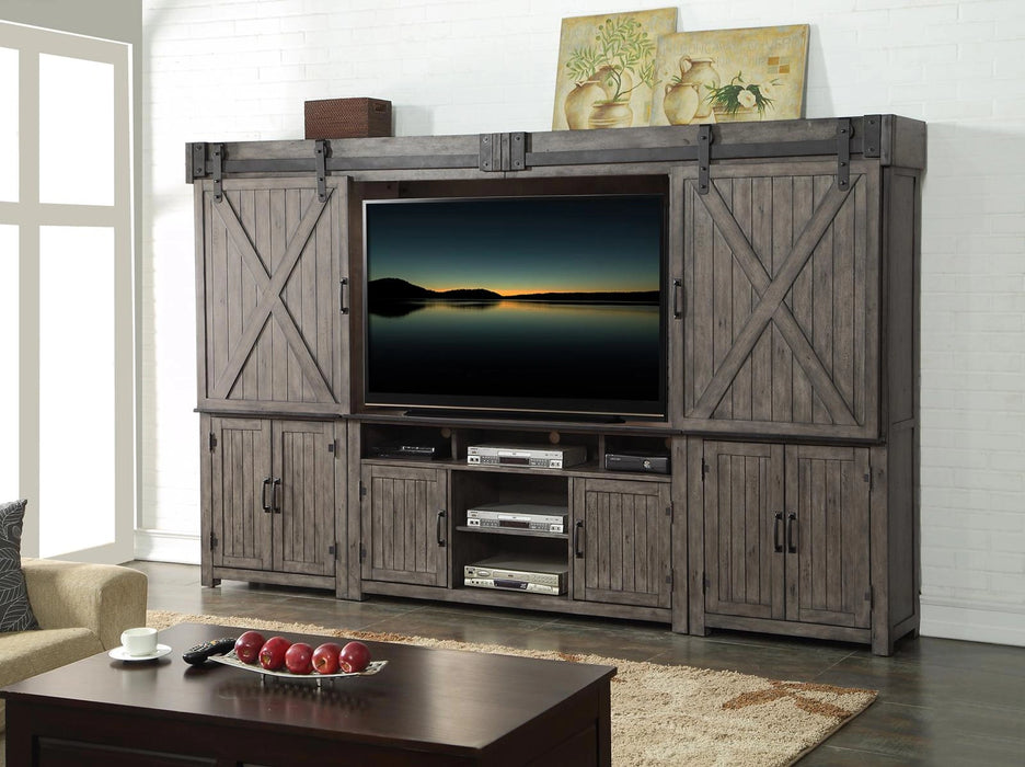 Legends Furniture Storehouse Entertainment Wall in Smoked Grey