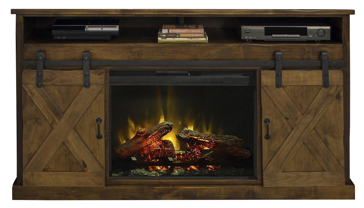 Legends Furniture Farmhouse 66" Fireplace Console in Aged Whiskey