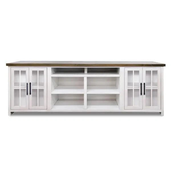Legends Furniture Hampton Super Console in Barnwood with Jasmin White