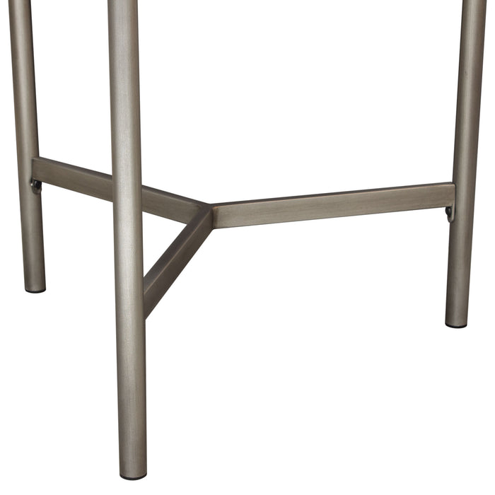 Atwood 22" Round End Table w/ Grey Oak Veneer Top & Brushed Silver Metal Base by Diamond Sofa