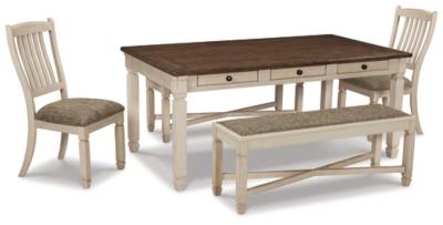 Ashley Furniture Bolanburg dining set with a wooden table and matching chairs, perfect for a modern dining room.