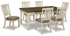 Ashley Furniture Bolanburg dining room set with a wooden table and matching chairs, ideal for a modern dining space.