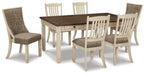 Ashley Furniture Bolanburg dining room set with a table and matching chairs, perfect for a modern dining space.