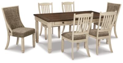 Ashley Furniture Bolanburg dining room set with a table and matching chairs, perfect for a modern dining space.