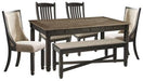 Ashley Furniture Tyler Creek dining room set with a table and chairs, featuring a classic wooden design and elegant finish.