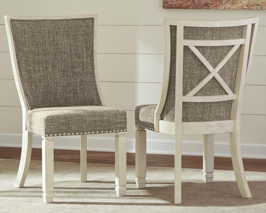 Ashley Furniture Bolanburg dining room set with a wooden table and matching chairs, perfect for a modern dining space.