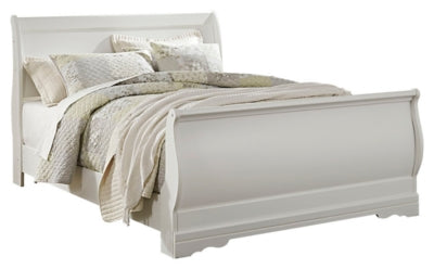 Ashley Furniture Anarasia Bed with a sleek wooden frame and elegant headboard, showcasing a modern bedroom design.