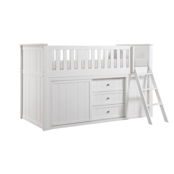 Galen-(5) Low Loft Bunk with Bookcase and Dresser image