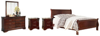 Ashley Furniture Alisdair bedroom set with a bed, nightstands, and dresser in a modern bedroom scene.