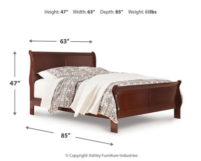 Ashley Furniture Alisdair Bed with a modern wooden frame and neutral finish, shown in a bedroom setting.