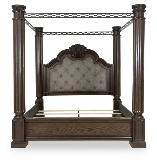 Ashley Furniture Maylee Bed with a sleek headboard and modern design, shown from a front-on angle.