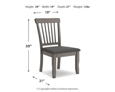 Ashley Furniture Shullden dining room set with a wooden table and matching chairs, shown in a modern dining space.