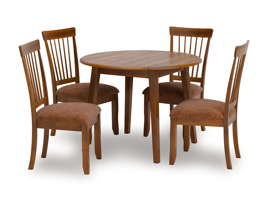 Ashley Furniture Berringer dining room set with a wooden table and matching chairs, shown in a cozy dining space.