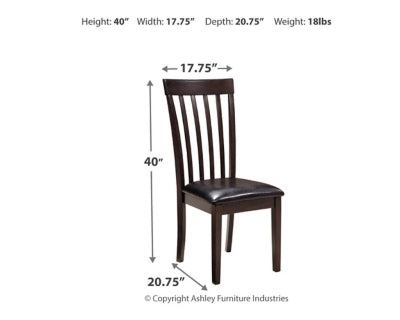 Ashley Furniture Hammis dining chair set featuring four upholstered chairs with dark wood legs and classic design.