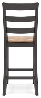 Ashley Furniture Gesthaven dining room set with a wooden table and matching chairs, shown from the back in this image.