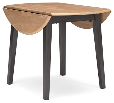 Ashley Furniture Gesthaven dining room set with a wooden table and matching chairs, shown from an angled left-down perspective.