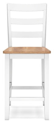 Ashley Furniture Gesthaven dining room set featuring a wooden table and matching chairs, shown from a head-on angle.
