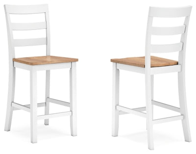 Ashley Furniture Gesthaven dining room set with a wooden table and matching chairs, shown from an angled view.