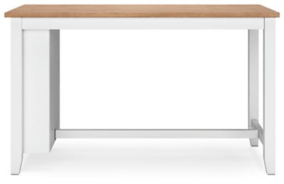 Ashley Furniture Gesthaven dining room set with a wooden table and six matching chairs, shown from a front head-on angle.