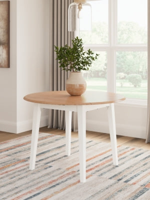 Ashley Furniture Gesthaven dining room set with a wooden table and six upholstered chairs, elegant and suitable for formal dining spaces.