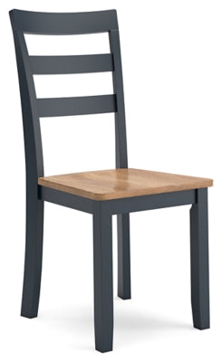 Ashley Furniture Gesthaven dining room set with a wooden table and matching chairs, shown from an angled side view.