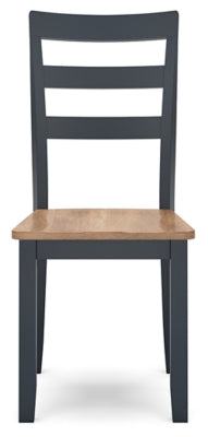 Ashley Furniture Gesthaven dining room set with a dark wood rectangular table and upholstered chairs, ready for family meals.