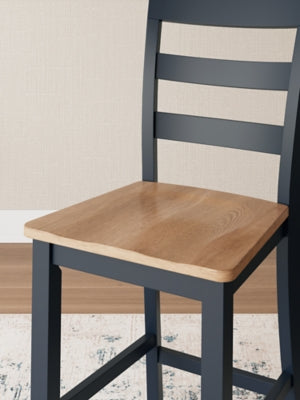 Ashley Furniture Gesthaven dining room set with a wooden table and six matching chairs, detailed close-up of the elegant design.