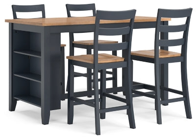 Ashley Furniture Gesthaven dining room set with a wooden table and matching chairs, shown from an angled side view.