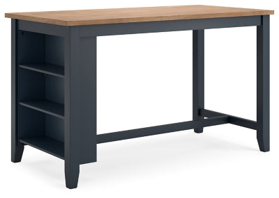 Ashley Furniture Gesthaven dining room set with a wooden table and six upholstered chairs, viewed from an angle.