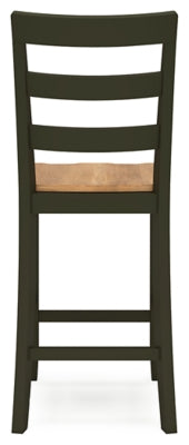 Ashley Furniture Gesthaven dining room set with a wooden table and matching chairs, shown from the back in this image.