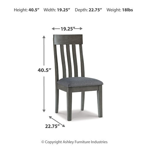 Ashley Furniture Hallanden dining chair with a wooden frame and upholstered seat, showcasing a modern and stylish design.