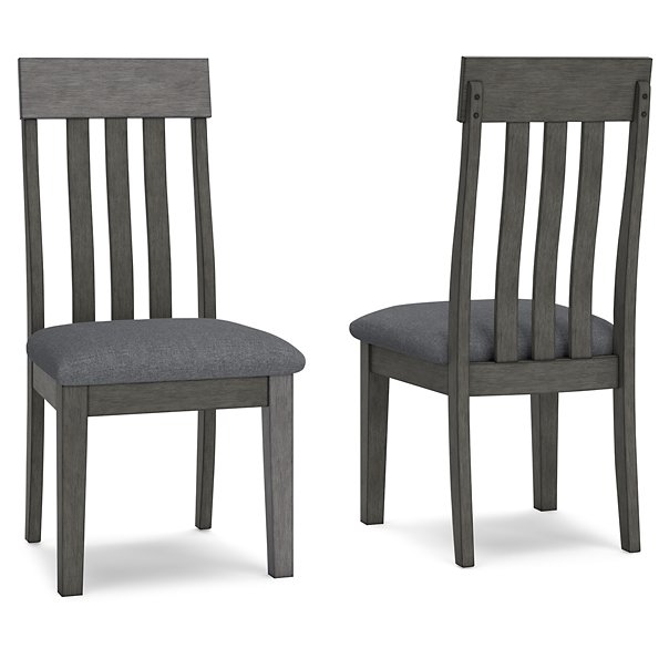 Ashley Furniture Hallanden dining chair with wooden frame and upholstered seat in a warm, earthy tone.
