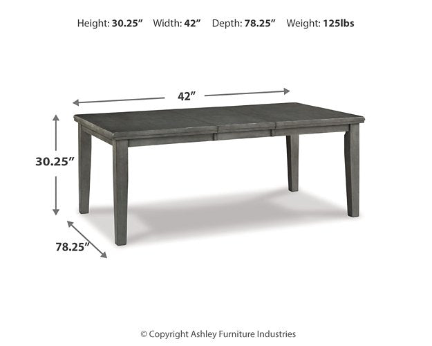 Ashley Furniture Hallanden Dining Extension Table with wood finish, showcasing the extendable table surface and sturdy legs.